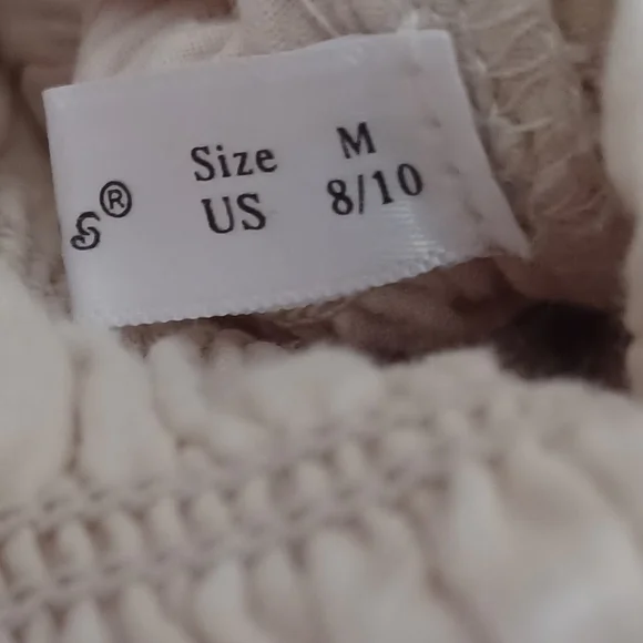 Smocked Cream Maxi Dress with Puff Sleeves - Picture 11 of 13